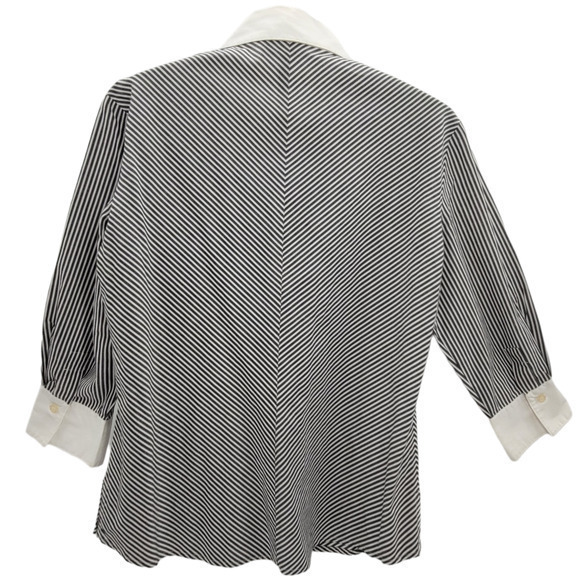 Vintage Harve Bernard by Bernard Holtzman Chevron Striped Button Up Blouse Shirt - Picture 3 of 11